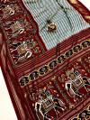 Maroon color pashmina silk saree with patola design