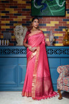 Gajari color tussar silk saree with zari weaving work