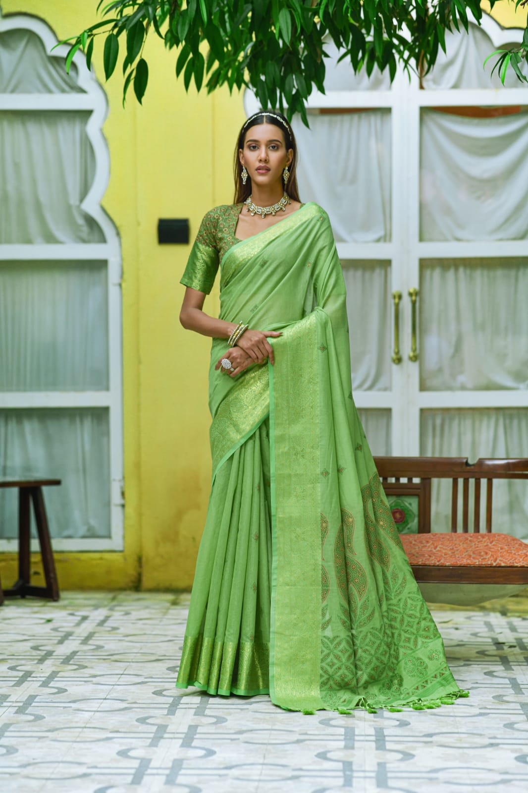 Parrot Green Cotton Paithani Saree-SRPGCPS130 – Sayali Rajadhyaksha Sarees