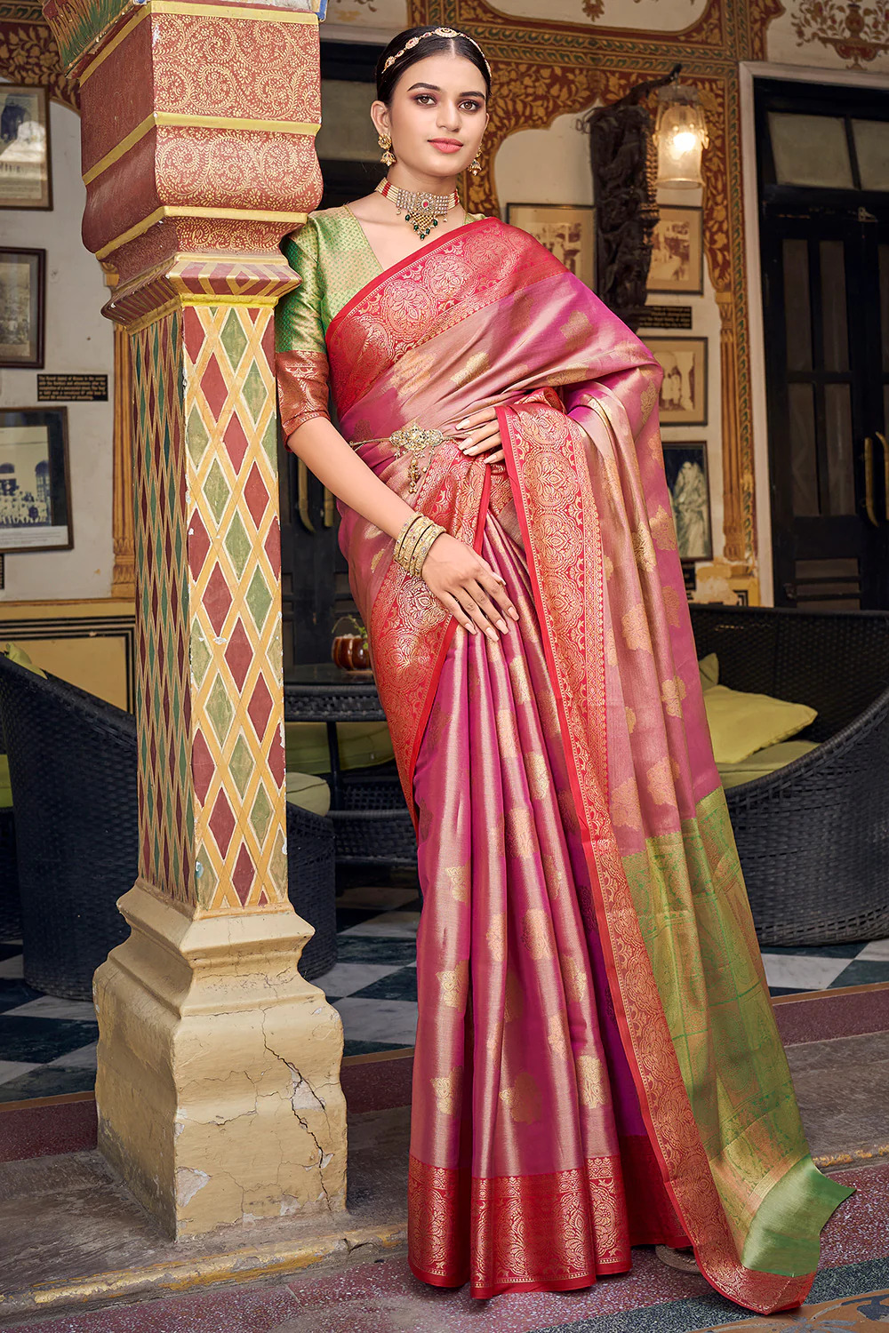 Multi color soft silk brocode saree | Bridal silk saree, Soft silk sarees,  Elegant saree