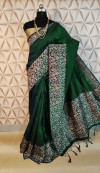 Green color banglori handloom Raw Silk weaving work saree