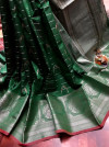 Green color jacquard silk saree with zari work