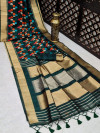 Green color kadampalli tussar silk saree with zari woven work