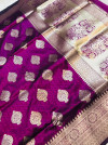 Magenta color kanchipuram silk handloom saree with zari woven work
