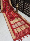 Red color kadampalli tussar silk saree with zari woven work