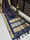 Navy blue color kadampalli tussar silk saree with zari woven work