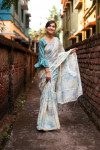 Organza silk saree with jacquard butti weaving blouse