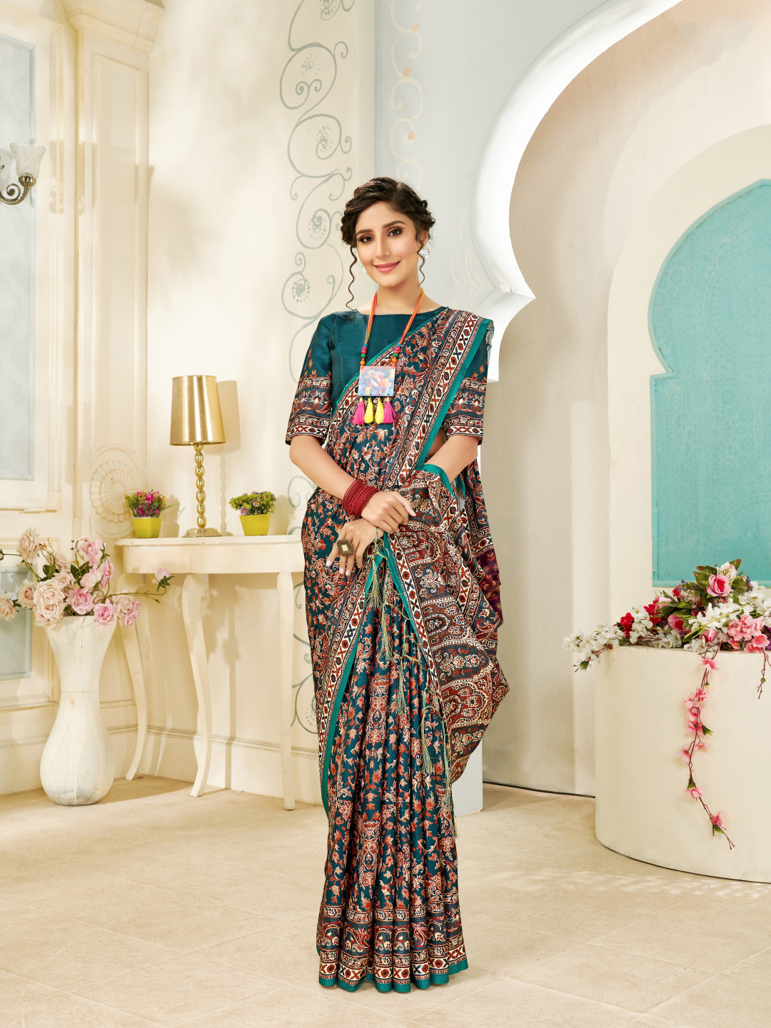 Pashmina silk saree with digital printed work