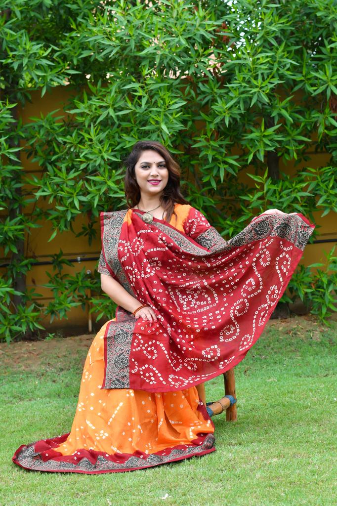 Pure Georgette Handloom Banarasi Bandhani Saree – Rajendra.co