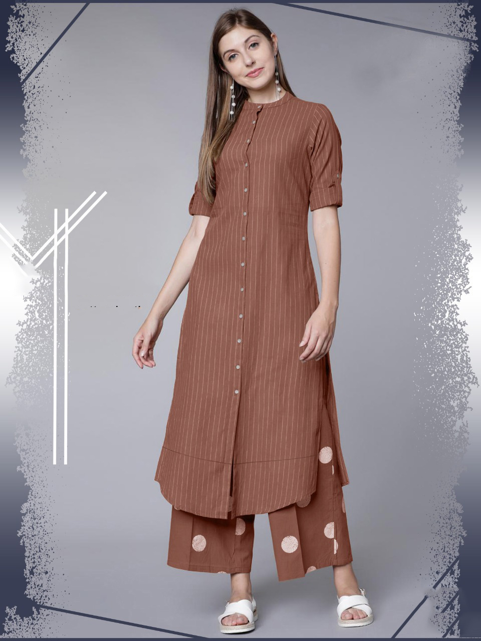 Pure hand work kurti with pant dupata, Party Wear