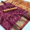 Magenta color soft patola silk saree with zari weaving work