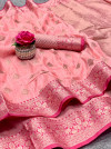 Baby pink color kanchi silk saree with zari work