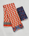 Orange color doriya saree with printed work