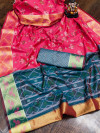 Gajari color soft patola silk saree with zari weaving work