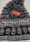 Black color doriya saree with printed work
