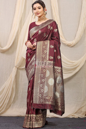 Classic Dark Coffee Color Soft Silk Machine Weaving Saree – TheDesignerSaree