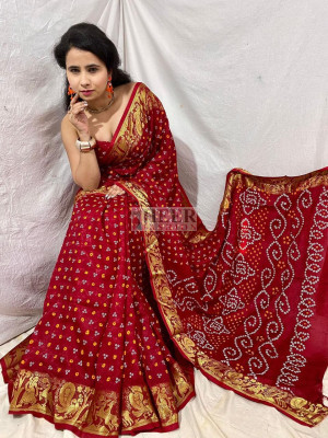 Bandhani sarees with hot sale kundan work online