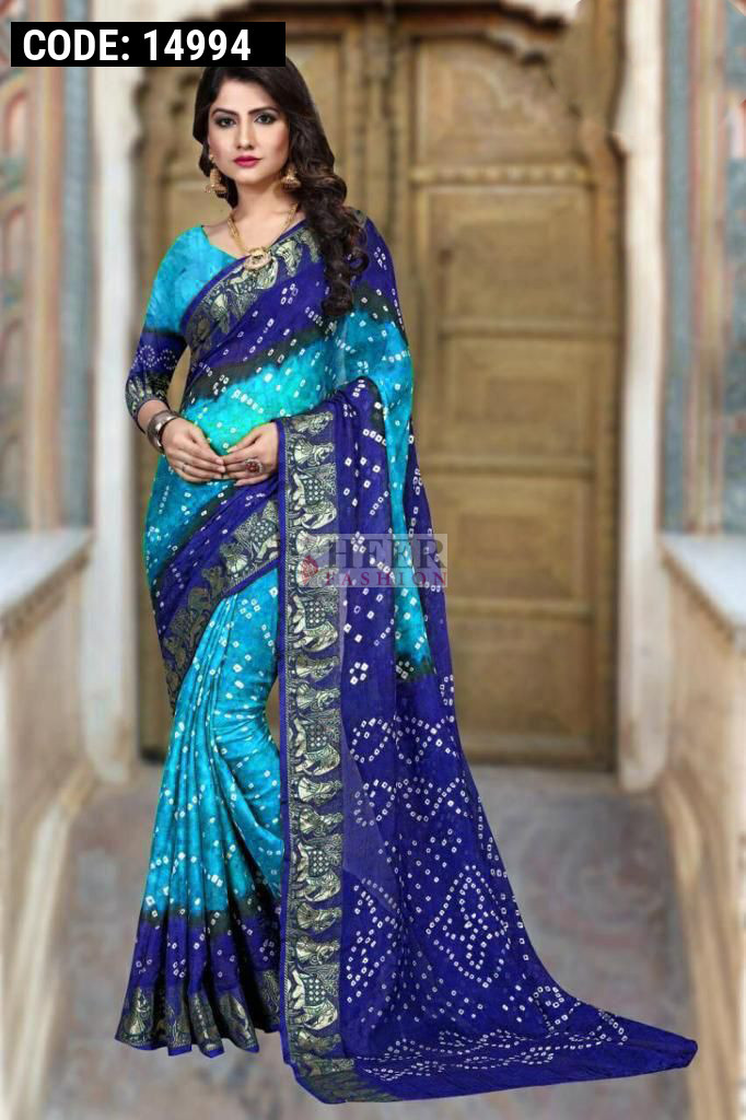 Multicolor Art Silk Bandhani Saree, Bandhej, Wedding at Rs 899 in Surat