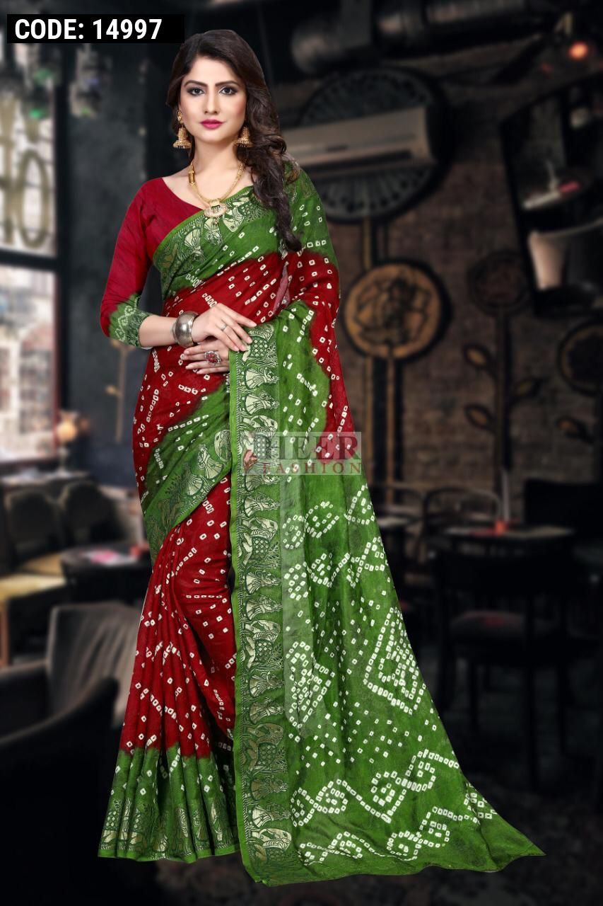 Red Party Wear Maroon Hand Woven Art Silk Bandhani Saree With Blouse Piece  at Best Price in Rajkot | Mahavir Handicraft