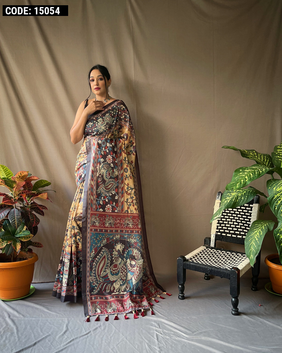 Malai Silk black banarasi saree with Meena booti - Walmart.com