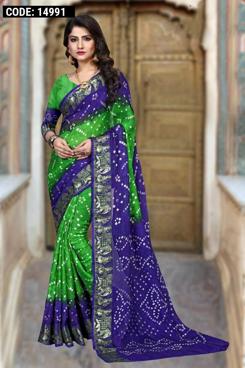 Buy SHAFNUFAB Hand Painted Bandhani Pure Silk Light Green Sarees Online @  Best Price In India | Flipkart.com