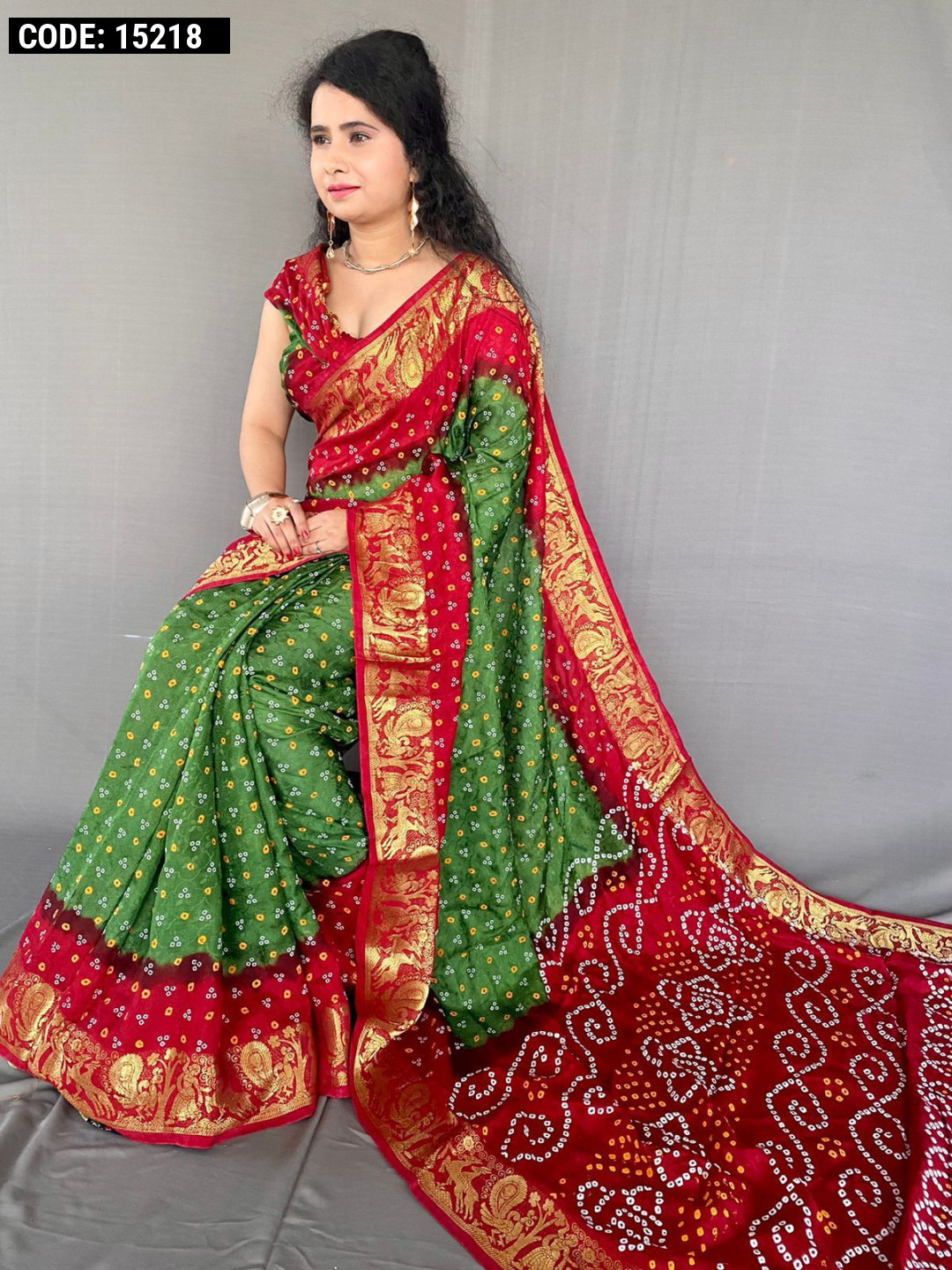 Multicolor Patola Silk Saree with Blouse - Raswa - 4117532