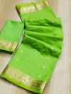 Parrot green color paithani silk saree with zari weaving work