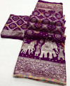 Magenta color soft viscose silk saree with zari weaving work