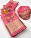 Gajari color organza silk saree with printed work