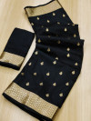 Black color paithani silk saree with zari weaving work