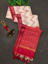 Off white color tussar silk saree with zari woven work