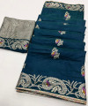Blue color soft viscose silk saree with weaving work