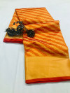 Orange color kanchipuram silk saree with zari woven work