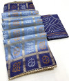 Sky blue and navy blue color soft viscose silk saree with bandhani woven pallu