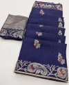 Gray color soft viscose silk saree with weaving work