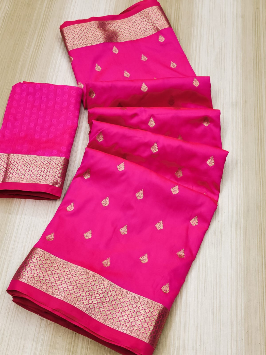 Pink color paithani silk saree with zari weaving work