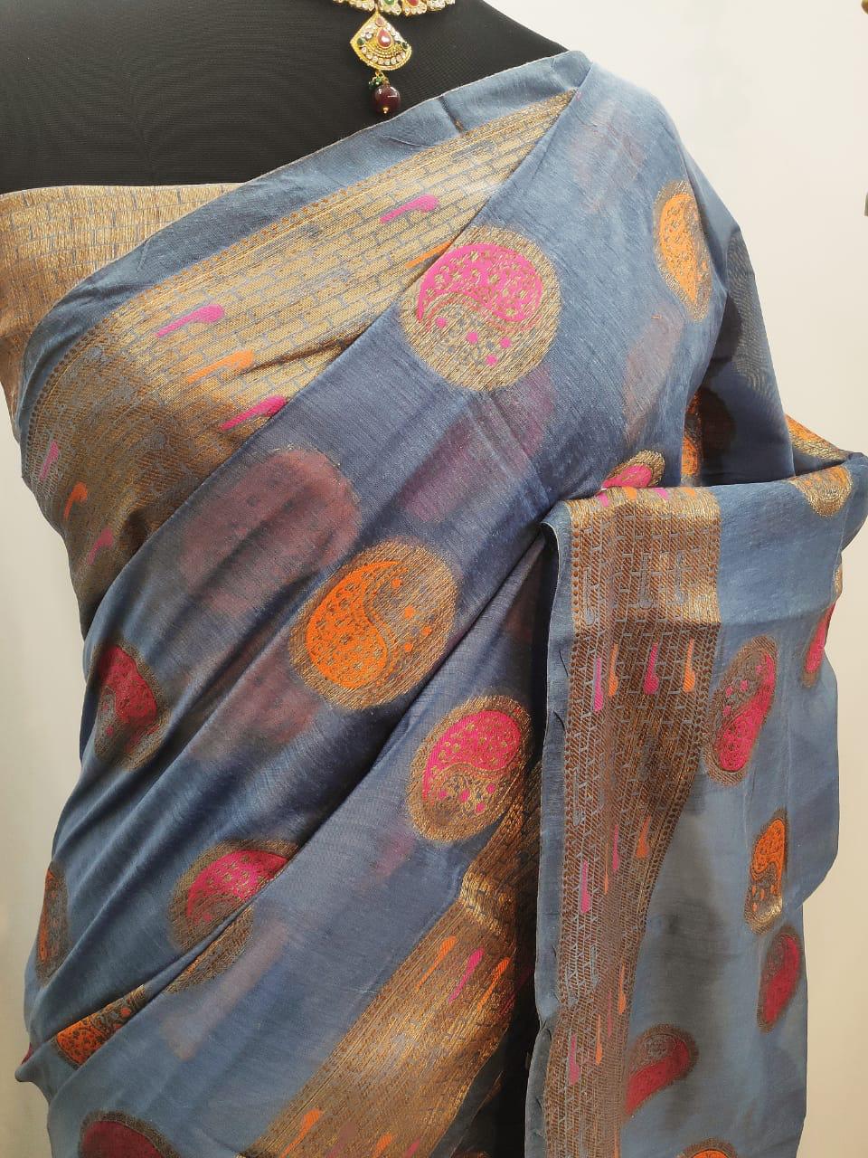 Cotton Linen Jacquard work Saree