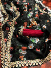 Black color organza silk saree with digital printed work