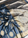 Gray color kanchipuram silk saree with golden zari work