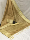 Cream color raw silk saree with  weaving work