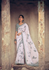 Off white color soft organza silk saree with printed work