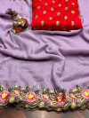 Light purple color chiffon saree with sequence embroidery work