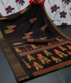 Black color soft cotton saree with printed work