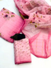Pink color soft organza silk saree with printed work