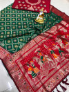 Dark green color soft banarasi silk saree with zari weaving work