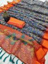 Multi color organza silk saree with digital print work
