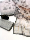 Light gray color soft organza silk saree with printed work