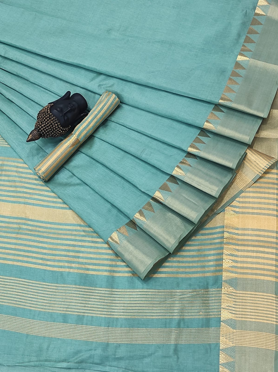 Rama green color soft assam silk saree with golden zari weaving work