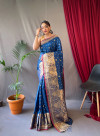 Firoji color soft banarasi silk saree with golden zari weaving work