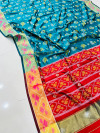Firoji color patola silk saree with golden zari weaving work